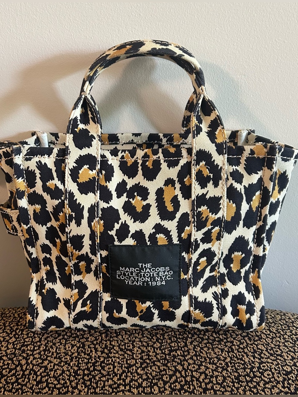 Marc Jacobs Mini The Tote Leopard Print Canvas - Black, Tan, Cream - Picture 2 of 5